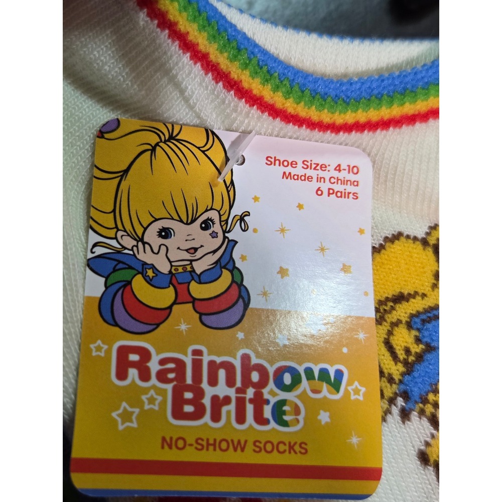 Rainbow Brite No-Show Socks 6 Pair Pack Womens Shoe Size 4-10 Retro 80s Graphics - Picture 5 of 5